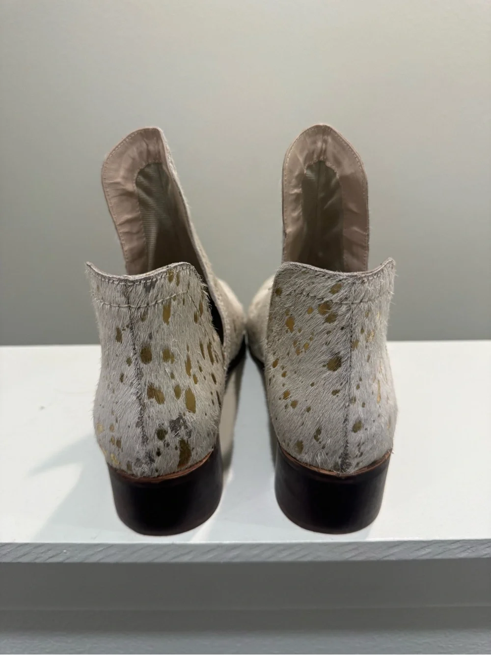 Coconuts by Matisse White Pony Hair Ankle Boots with Gold Speckle